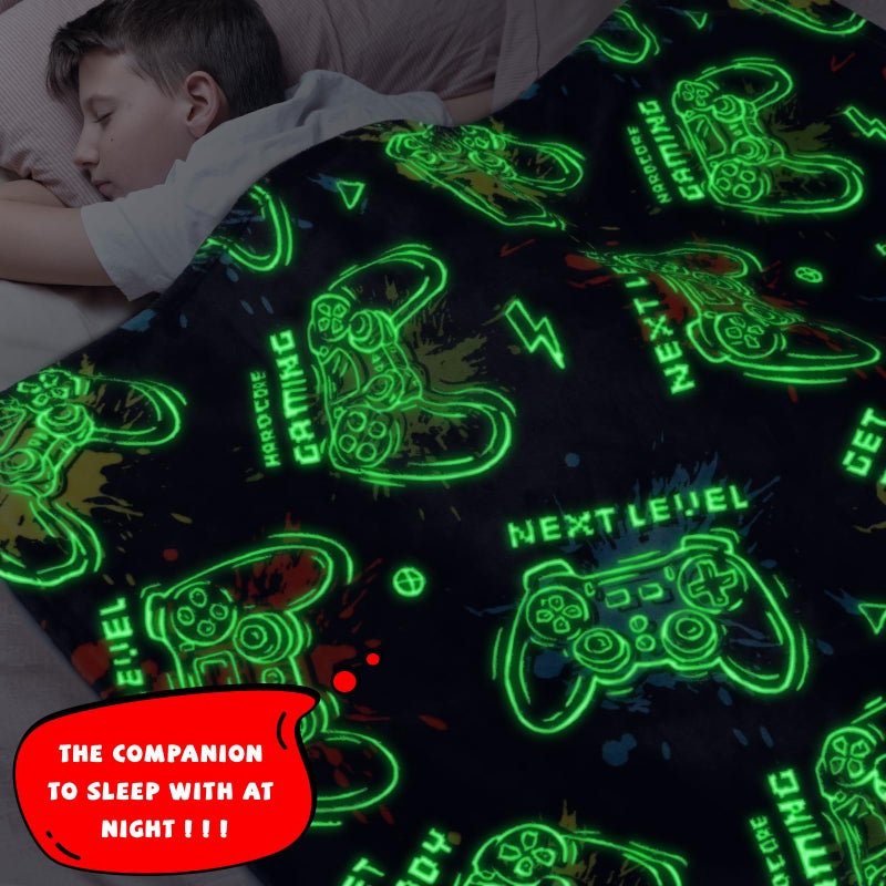 HWING Gaming Blanket Glow in The Dark Blanket Soft Fuzzy Gamer Throw Blanket Boys Room Decor Gamer Gifts for Men Teens Couch Sofa Bedroom - Image 5