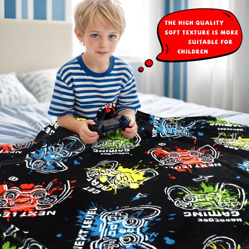 HWING Gaming Blanket Glow in The Dark Blanket Soft Fuzzy Gamer Throw Blanket Boys Room Decor Gamer Gifts for Men Teens Couch Sofa Bedroom - Image 4