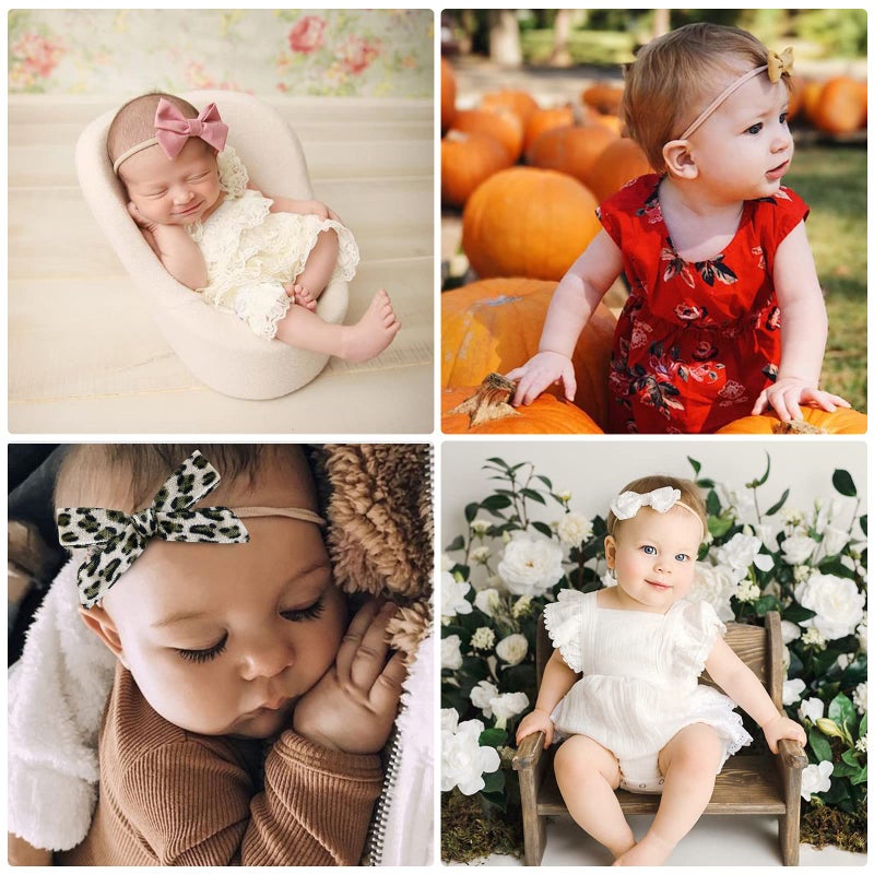 DRESHOW BQUBO Baby Girl Headbands with Bows Nylon Hairbands Handmade Hair Accessories for Newborn Infant Toddlers 10 Pack - Image 2
