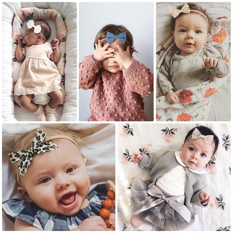 DRESHOW BQUBO Baby Girl Headbands with Bows Nylon Hairbands Handmade Hair Accessories for Newborn Infant Toddlers 10 Pack - Image 4