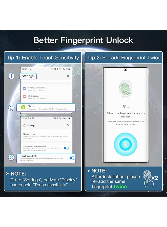 Jetech Screen Protector For Samsung Galaxy S23 Ultra 5G 6.8 Inch With Camera Lens Protector Flexible Tpu Film Fingerprint Id Compatible Easy Installation Hd Clear 2 Pack Each - Image 2