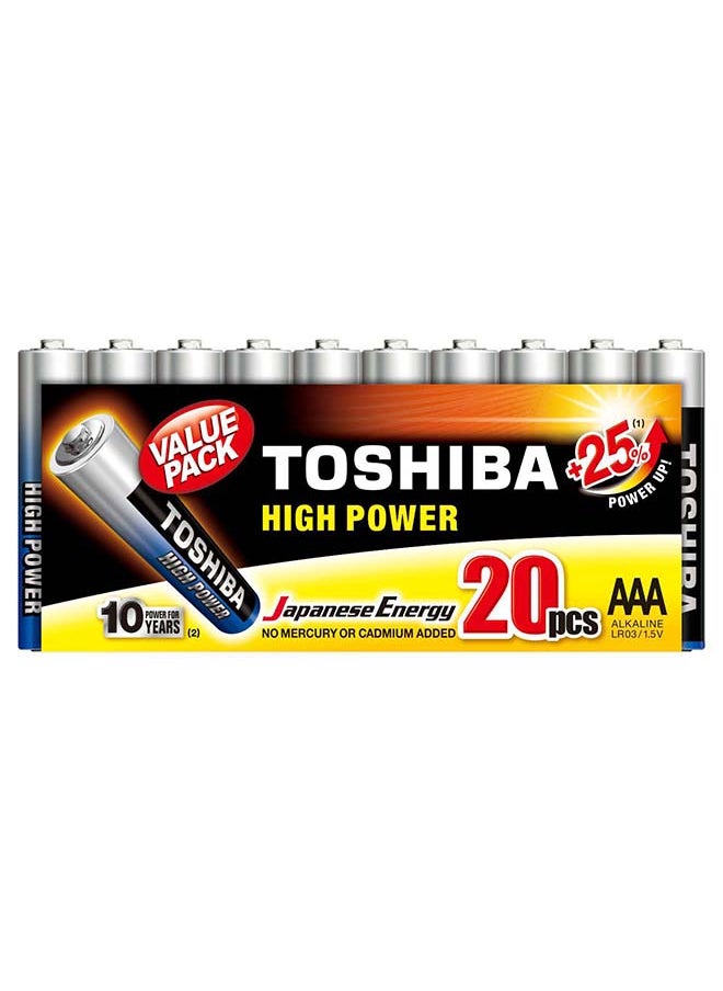 Toshiba High Power LR03 AAA Battery 20 Pieces  - Image 1