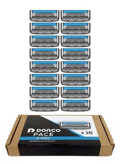 DORCO Pace 4 Pro Four Blade Razor Shaving System 16 Cartridges (No Handle)  - Image 1