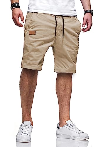 JMIERR Mens Casual Shorts - Cotton Drawstring Summer Beach Stretch Waist Twill Chino Dress Golf Travel Essentials Shorts with Pockets Short Pants for Men 7 Inch Inseam, S, S1 Khaki 2 - Image 1