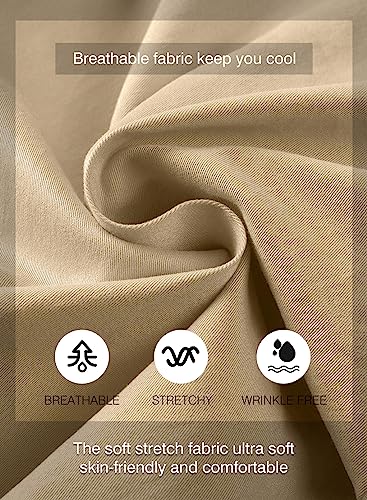 JMIERR Mens Casual Shorts - Cotton Drawstring Summer Beach Stretch Waist Twill Chino Dress Golf Travel Essentials Shorts with Pockets Short Pants for Men 7 Inch Inseam, S, S1 Khaki 2 - Image 4