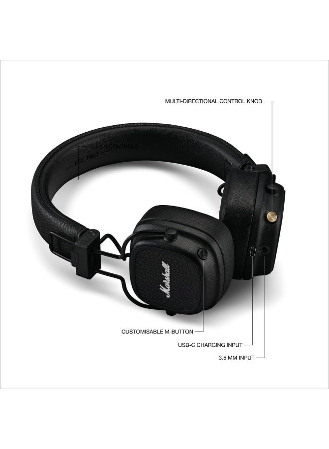 MARSHALLS Marshall Major V On-Ear Bluetooth Headphone, Black  - Image 3