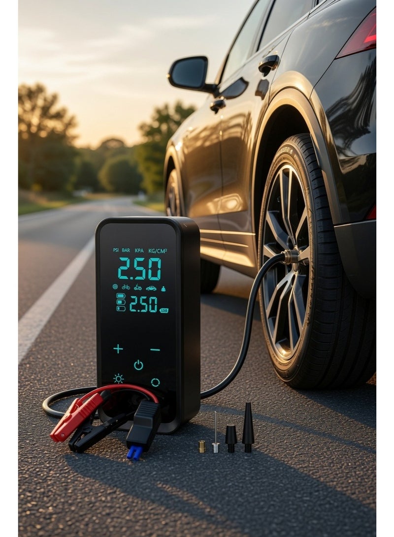 ELTRAZONE Portable Digital Air Compressor Tire Inflator with LCD Display, Rechargeable Battery, Multi-Purpose Electric Air Pump, Auto Shut-Off, USB Charging, Emergency LED Light for Car, Motorcycle, Bicycle & Sports Balls - Image 4