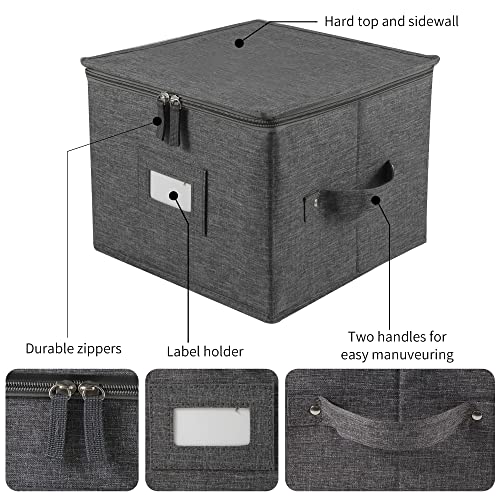 popoly 7" Saucer Storage Case 2 Pack, China Storage Container with 24 Felt Dividers for Bowls and Appetizer Plates, Stackable with Hard Shell on all sides (Grey) - Image 3
