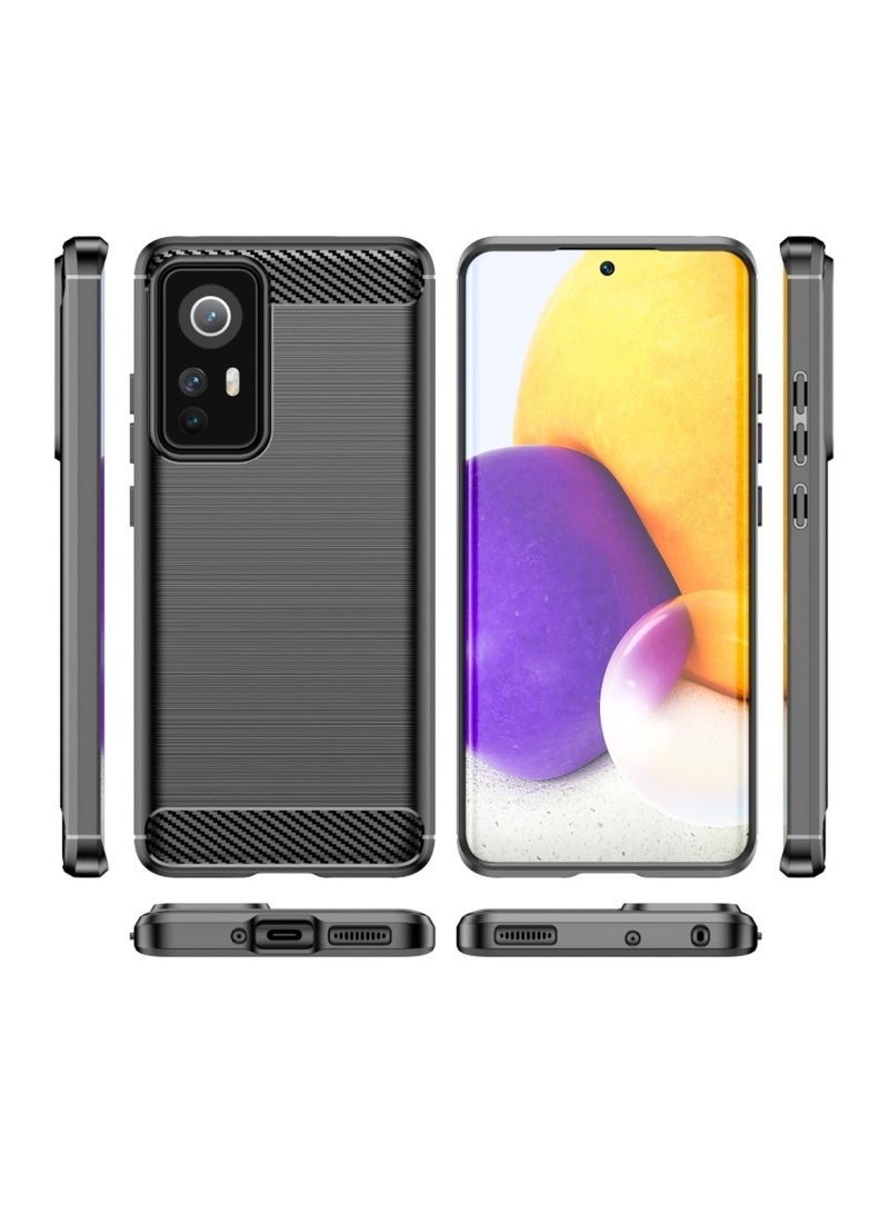 Cover Xiaomi Redmi Note 12S 4G , - Protection Brushed Carbon Fiber Cover Shockproof - Anti-Scratch Case Slip-Resistant - Black  - Image 4