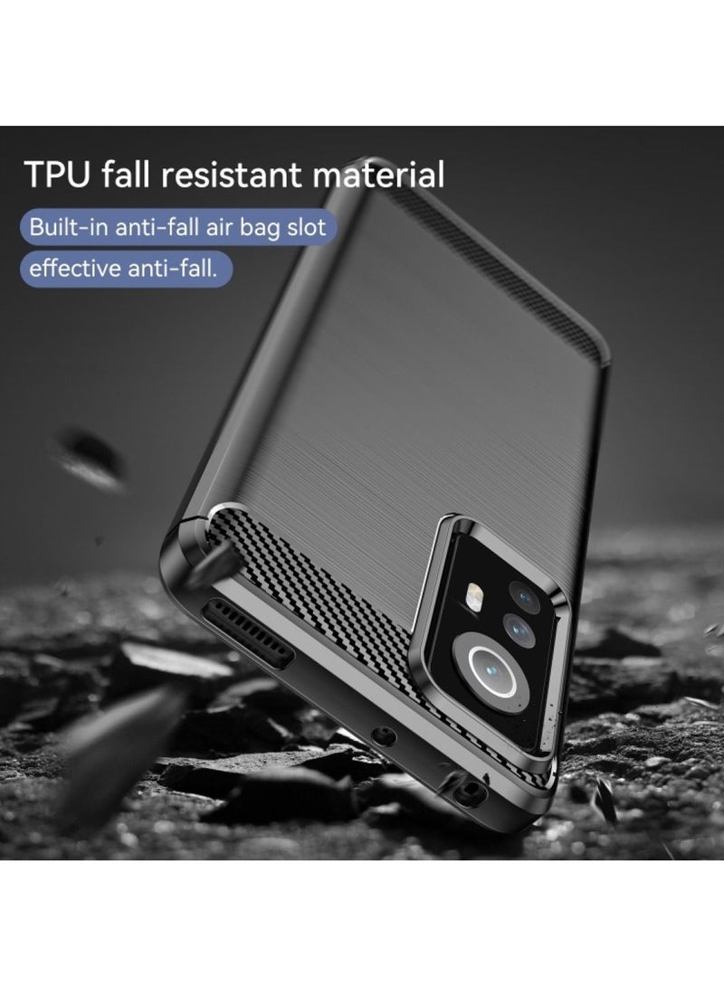 Cover Xiaomi Redmi Note 12S 4G , - Protection Brushed Carbon Fiber Cover Shockproof - Anti-Scratch Case Slip-Resistant - Black  - Image 5