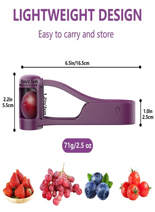 قطاعة عنب من لوفان للأطفال من عمر 1 إلى 3 سنوات، أداة مطبخ لتقطيع العنب للخضراوات وسلطة الفاكهة وتزيين الكيك، أداة تقطيع الطماطم الصغيرة المصنوعة من الفولاذ المقاوم للصدأ لتقطيع الكرز والفراولة والتوت الأزرق - أرجواني - Image 2