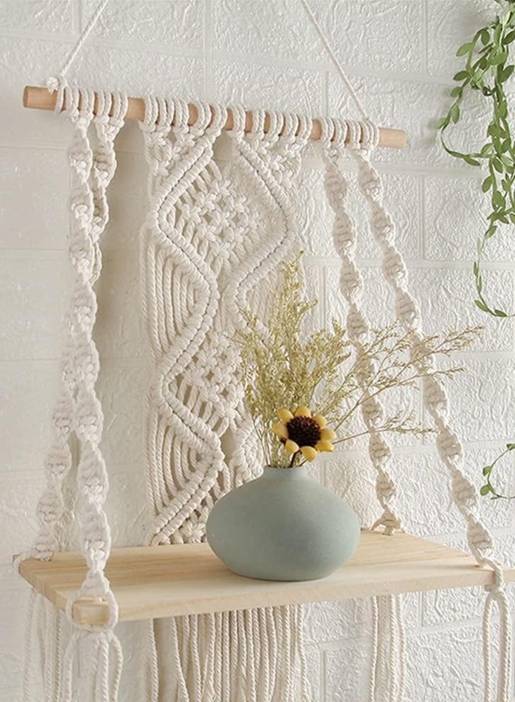 Neox Wall Decoration Handmade Bohemian Shelves Hanging Wooden Indoor Wall Hanging Shelf, Wall Stand Wall Shelf  Home Storage Shelves, Wall Art Decor, Bathroom Shelf, Home Display Rack for Home Decoration - Image 4