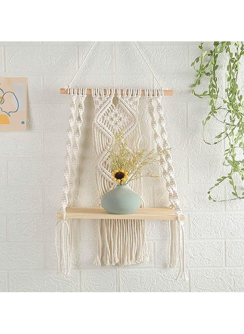Neox Wall Decoration Handmade Bohemian Shelves Hanging Wooden Indoor Wall Hanging Shelf, Wall Stand Wall Shelf  Home Storage Shelves, Wall Art Decor, Bathroom Shelf, Home Display Rack for Home Decoration - Image 5