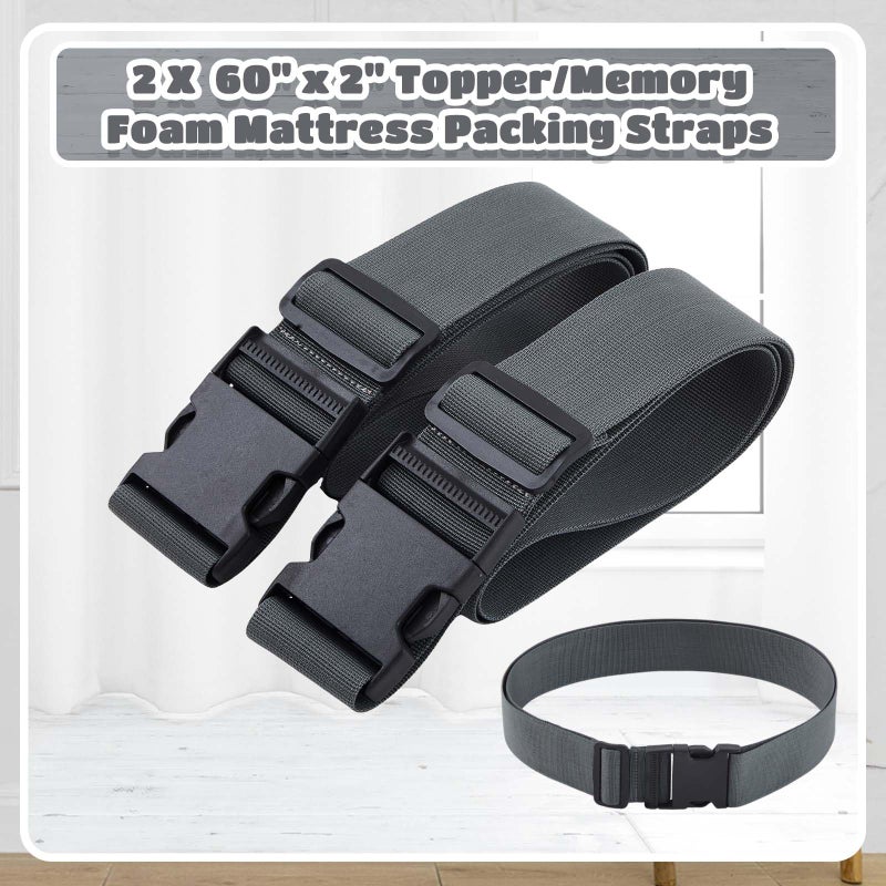Wowangce 2 Pack Mattress Moving Straps, Adjustable Packing Straps with Buckles for Mattress Storage or Moving, Fits Twin & Full (60" x 2") - Image 4
