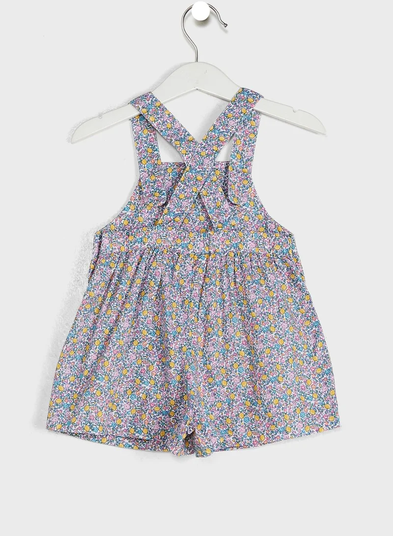 JoJo Maman Bebe Lemon Ditsy Print Culotte Dungaree