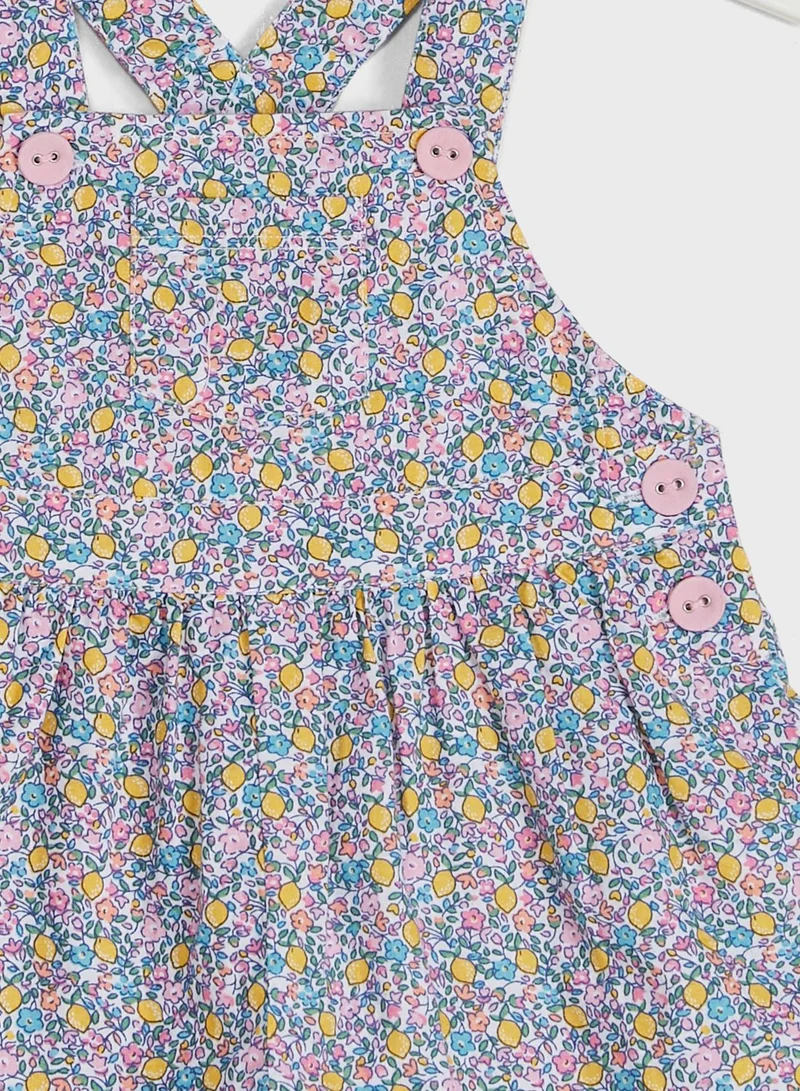 JoJo Maman Bebe Lemon Ditsy Print Culotte Dungaree