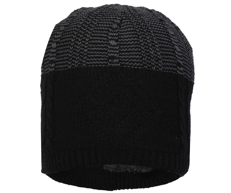 FabSeasons Unisex Acrylic Woolen Winter Skull Cap Black - Image 2