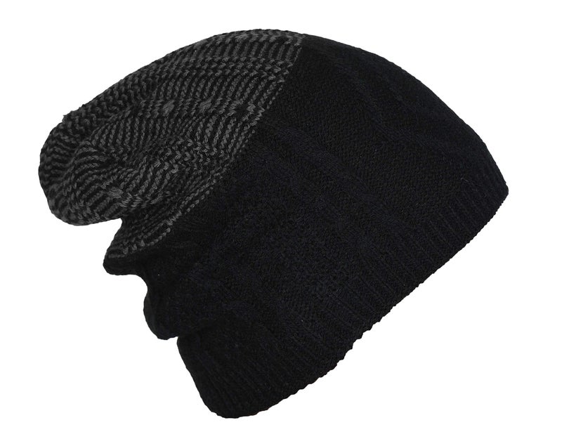 FabSeasons Unisex Acrylic Woolen Winter Skull Cap Black - Image 1