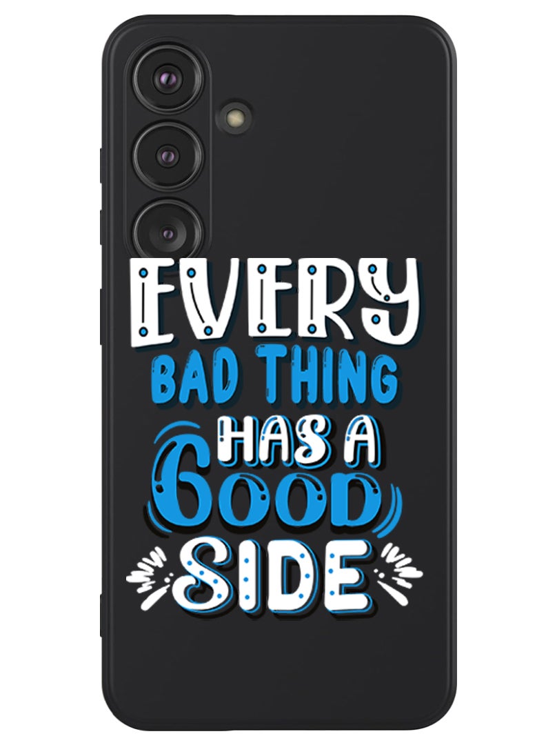 Theodor Protective Slim Fit Case Liquid Silicone Cover with Full Body Protection Anti-Scratch Shockproof Case For Samsung Galaxy S24 Plus (Black) - EVery bad thing has a good side - Image 1