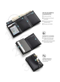Generic Credit Card Holder RFID Blocking Genuine Leather Pop Up Anti Theft Card Wallet with Banknote Compartment, ID Window, Coin Pocket and Magnetic Closure for Men Gifts  - Image 2
