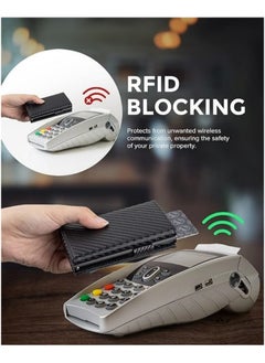 Generic Credit Card Holder RFID Blocking Genuine Leather Pop Up Anti Theft Card Wallet with Banknote Compartment, ID Window, Coin Pocket and Magnetic Closure for Men Gifts  - Image 4