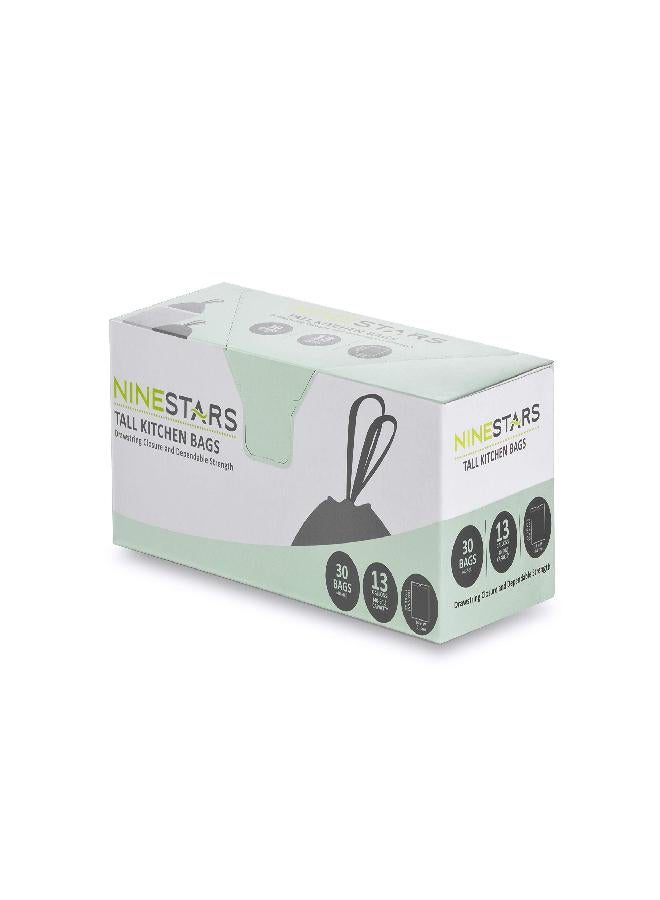 NINESTARS NSTB-13-30 Extra Strong White Trash Bag w/Drawstring Closure, 13 Gal. / 49 L., 30 count - Image 2