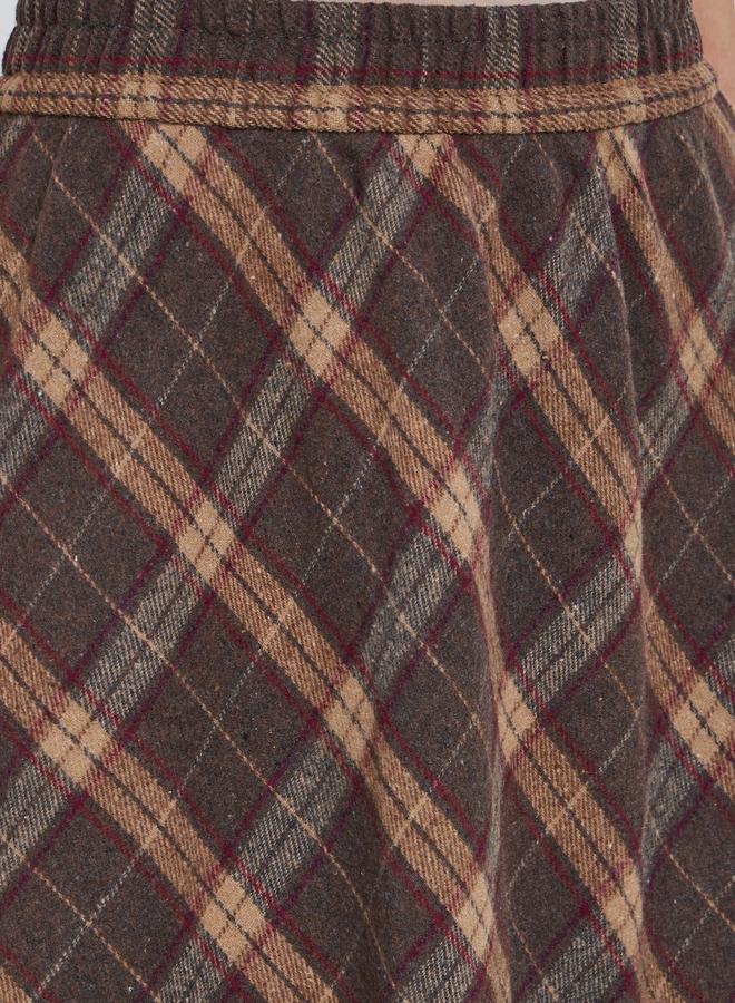 Styli Checked Print A-Line Midi Skirt - Image 3