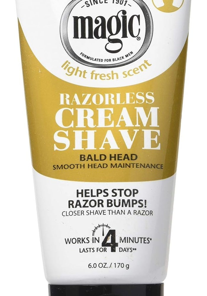 Magic Razorless Cream Shave for Bald Heads - 6 Ounce Tube (177ml) - 6 Pack - Image 1