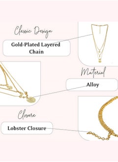 Just Peachy Just Peachy Gold-Plated Layered Chain Necklace – Elegant Multi-Layered Design, Lightweight & Comfortable, Durable Hypoallergenic Jewelry for Women, Perfect for Casual & Formal Wear  - Image 4
