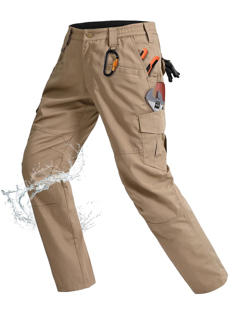 Rapoo Tactical Cargo Pants for Men Work Hiking Military Army Casual Pants for Men Many Pockets Waterproof Mens Ripstop Construction Carpenter Hunting Pants Khaki 36Wx30L - Image 1