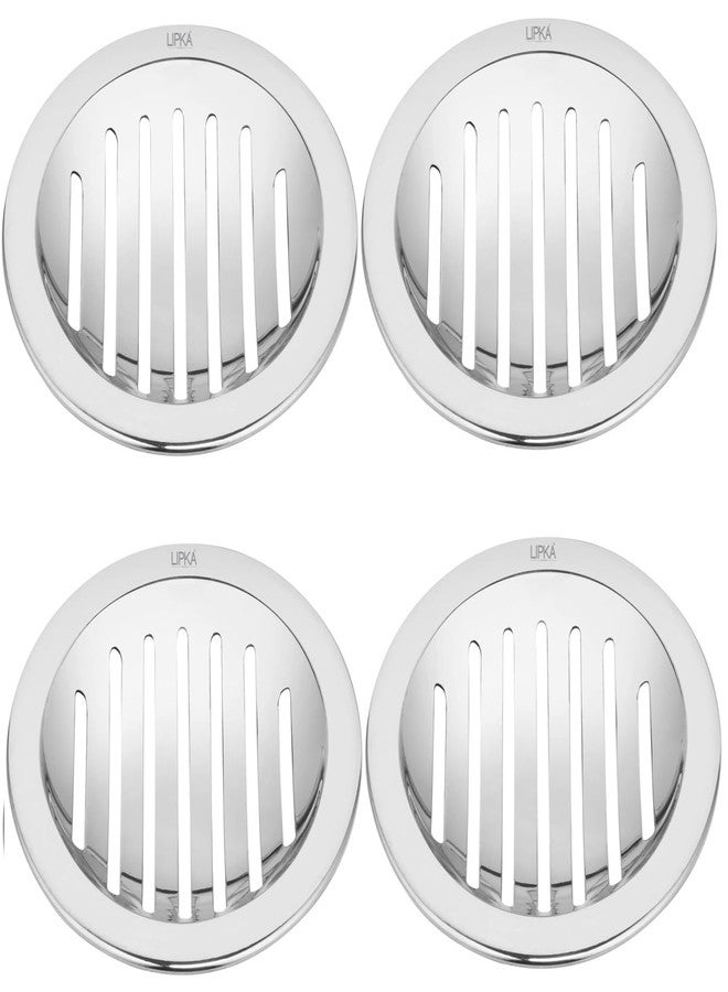 LIPKA Pack of 4 Classic Jali Round Floor Drain|Premium Stainless Steel|5 Inches - Image 1