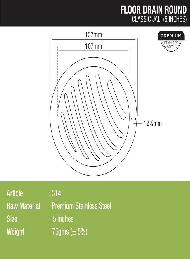 LIPKA Pack of 4 Classic Jali Round Floor Drain|Premium Stainless Steel|5 Inches - Image 2