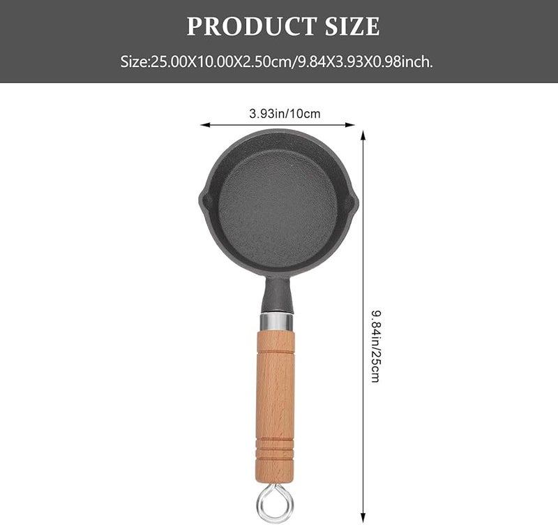 مقلاة صغيرة من الحديد الزهر غير اللاصقة لقلي البيض، مناسبة للبان كيك وشرائح اللحم ومقاومة للحرارة - Image 3