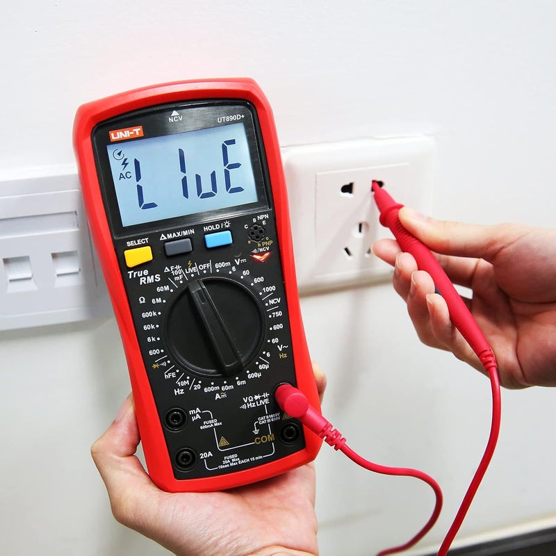UniT UNIT Digital Multimeter Tester UT890D True RMS 6000 Counts Live Test Volt Ohm Meter Voltage Ac Dc Current Amp Capacitor Tester hFE Diode Continuity NCV for Automotive HVAC - Image 4