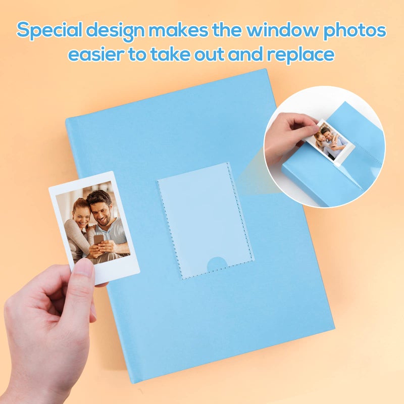 Ruibytree 128 Pocket Photo Album with Writing Space  Front Window  For Polaroid 2x3 Inch Photo Albums Compatible with Fujifilm Instax Mini 12 11 9 8 40 for Polaroid 300  HP Sprocket  K-Pop Photocards (Blue) - Image 4