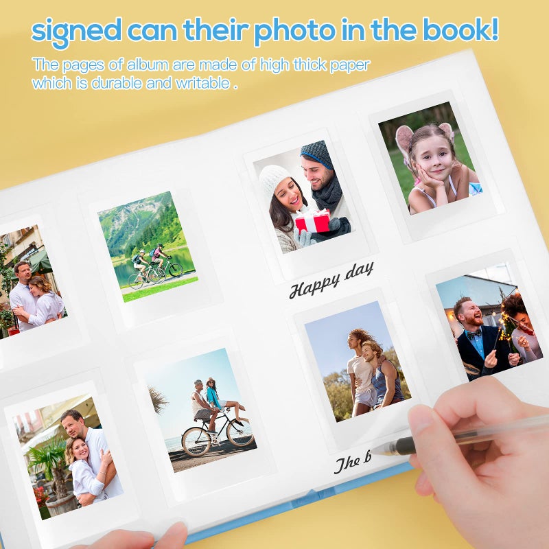 Ruibytree 128 Pocket Photo Album with Writing Space  Front Window  For Polaroid 2x3 Inch Photo Albums Compatible with Fujifilm Instax Mini 12 11 9 8 40 for Polaroid 300  HP Sprocket  K-Pop Photocards (Blue) - Image 2