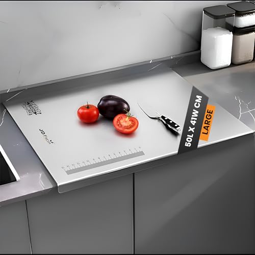 JD FRESH Extra Large 304 Stainless Steel Chopping Board/Cutting Board/Non Slip/Chopping Board for Kitchen/Vegetable Cutting Board/Kitchen Cutting Boards/Vegetable Cutter Steel (50 x 41 cm) - Image 1