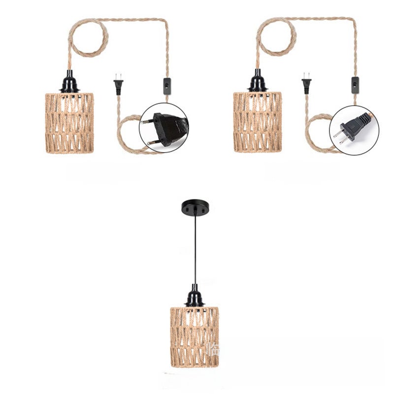 Paper Rope Chandelier Lampshade Hand-woven New Chinese Homestay Restaurant Hotpot Restaurant Cafe Creative Lamps Decoration(XH23-396 with European standard light line 4.5 meters) - Image 5