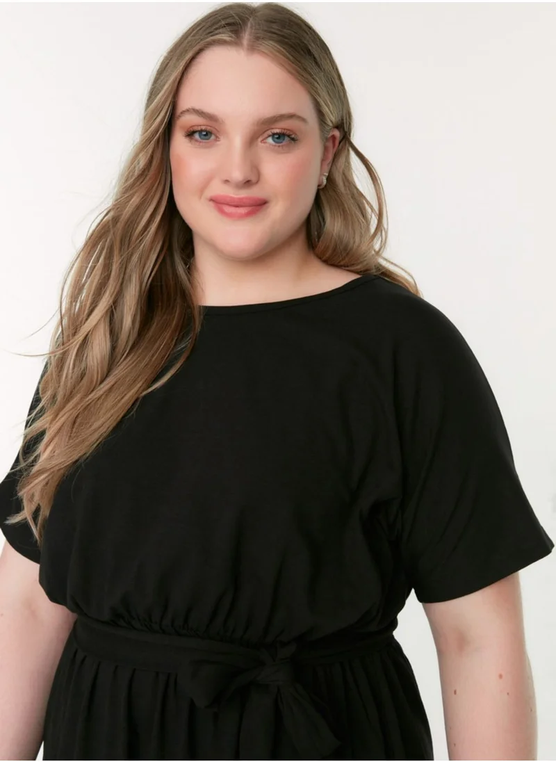 Trendyol Curve Crew Neck Tie Detail Dress