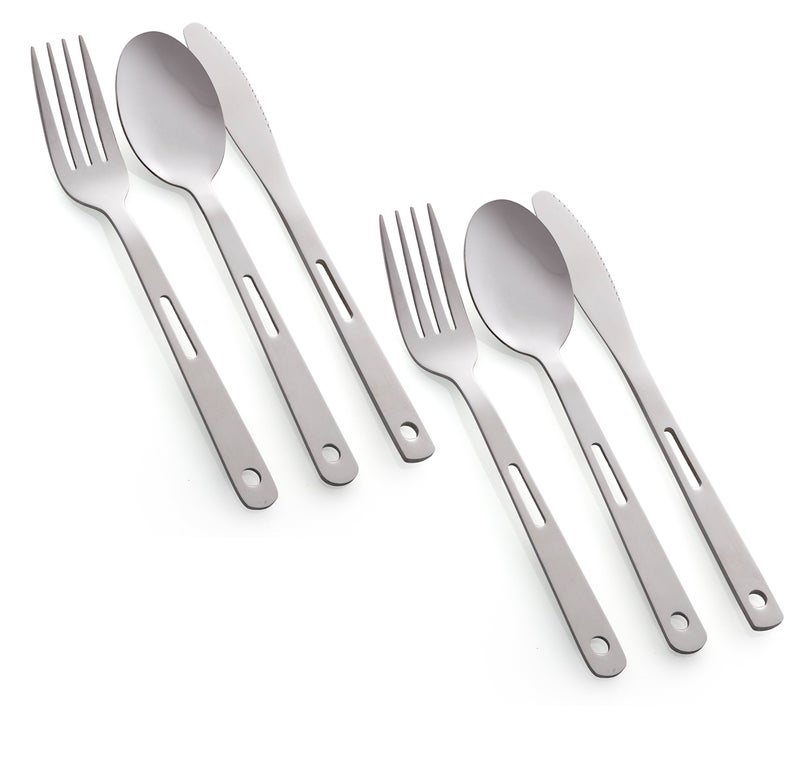 Wealers Unique Complete Messware Kit Polished Stainless Steel Dishes Set| Tableware| Dinnerware| Camping| Buffet| Includes - Cups | Plates| Bowls| Cutlery| Comes in Mesh Bags (2 Person Set Blue) - Image 3