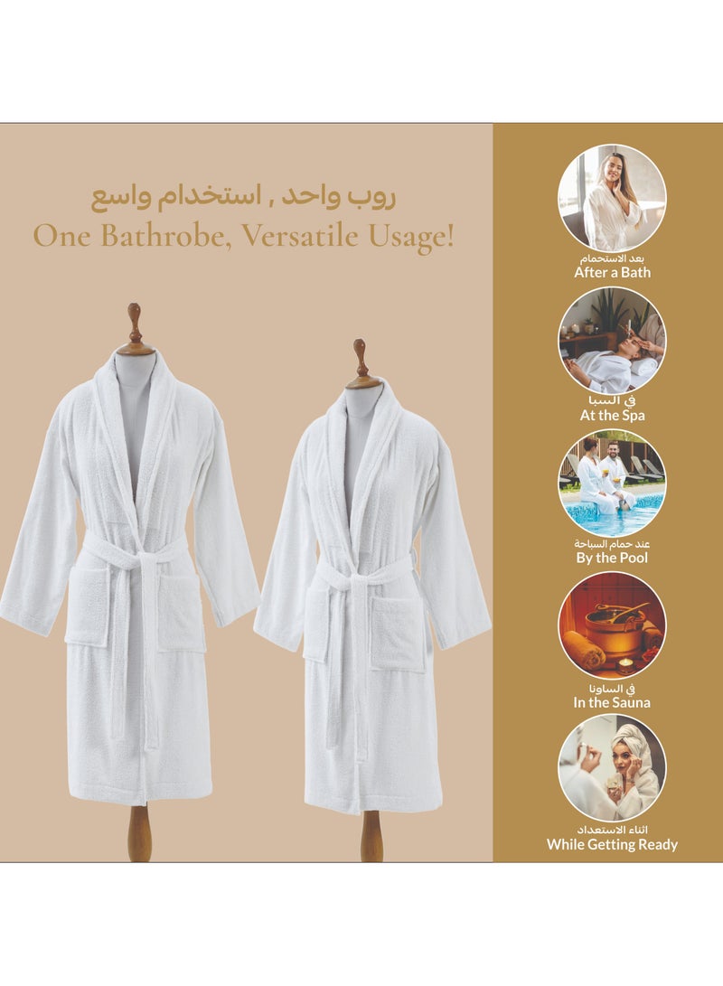 Donetella Unisex 100% Cotton Terry Bathrobe Small & Medium Size, 400 GSM, Luxurious & Absorbent, Ankle-Length with Shawl Collar & Pockets - Image 5