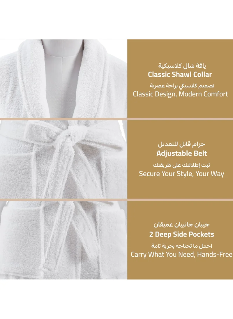 Donetella Unisex 100% Cotton Terry Bathrobe Small & Medium Size, 400 GSM, Luxurious & Absorbent, Ankle-Length with Shawl Collar & Pockets