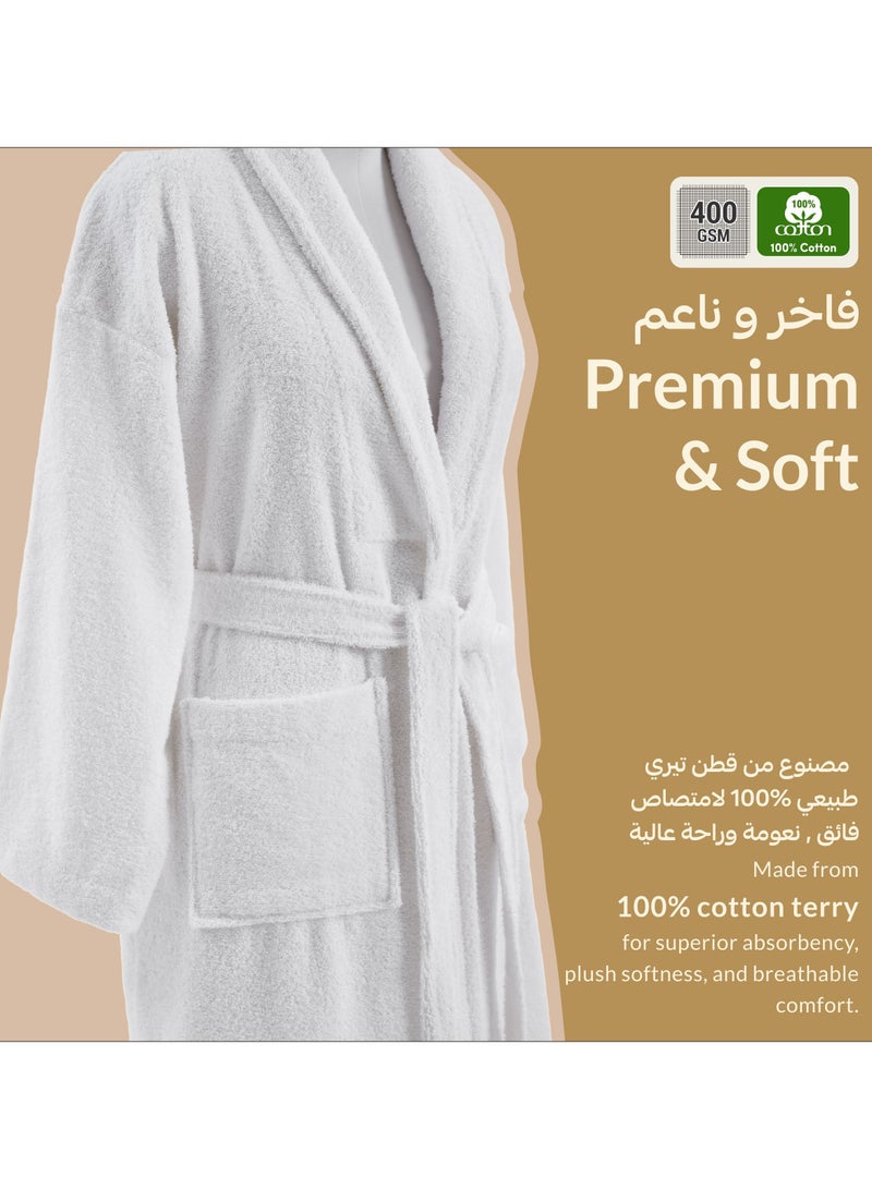 Donetella Unisex 100% Cotton Terry Bathrobe Small & Medium Size, 400 GSM, Luxurious & Absorbent, Ankle-Length with Shawl Collar & Pockets - Image 4