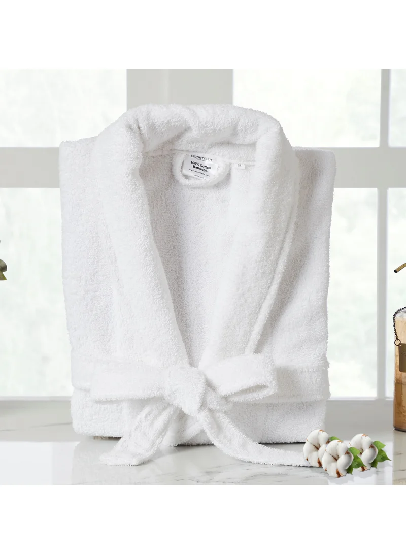 Donetella Unisex 100% Cotton Terry Bathrobe Small & Medium Size, 400 GSM, Luxurious & Absorbent, Ankle-Length with Shawl Collar & Pockets