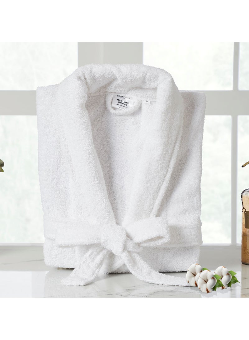 Donetella Unisex 100% Cotton Terry Bathrobe Small & Medium Size, 400 GSM, Luxurious & Absorbent, Ankle-Length with Shawl Collar & Pockets - Image 1