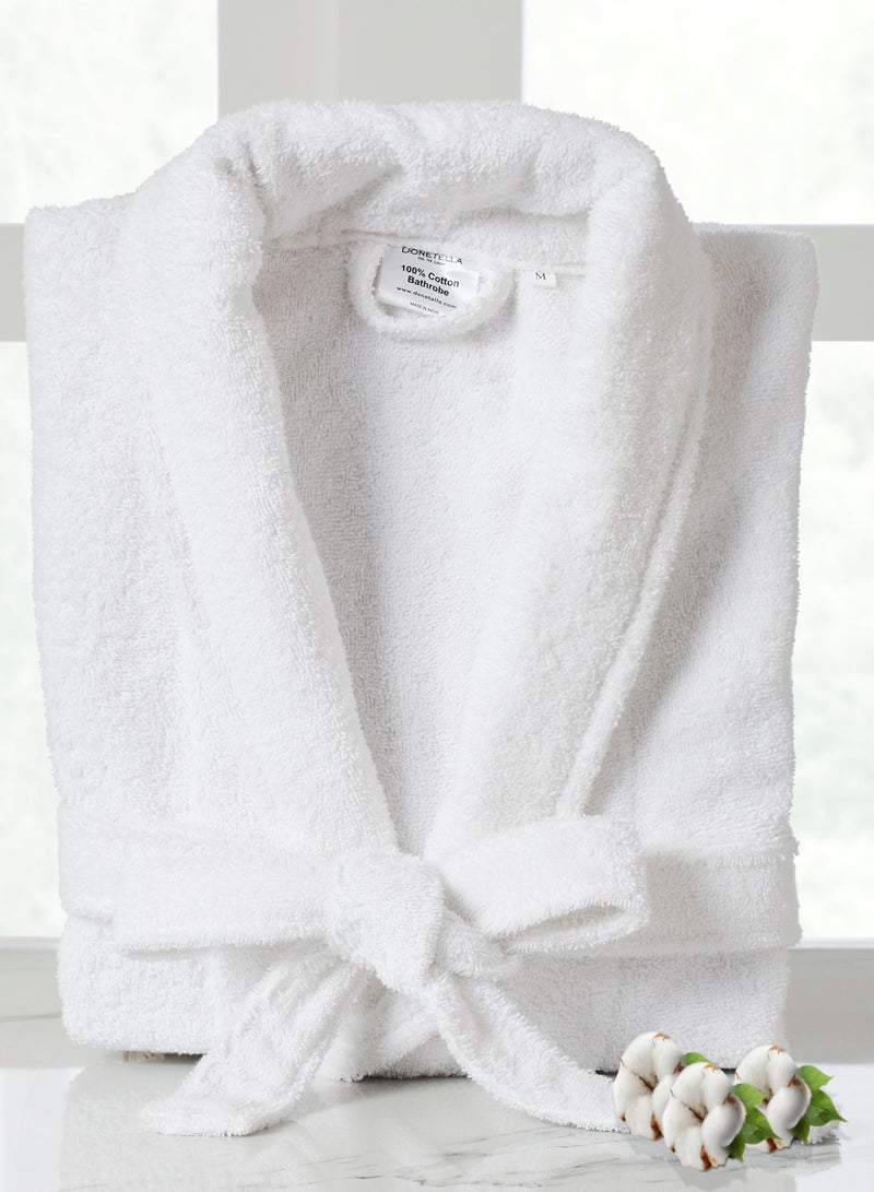 دوناتيلا روب حمام قطن تيري للجنسين، مقاس صغير ومتوسط،  جرام، فاخر وماص، بطول الكاحل بياقة شال وجيوب - Image 1