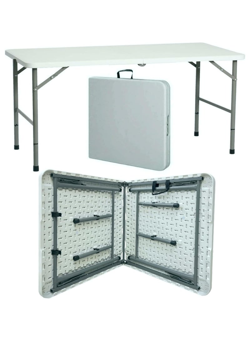 Heavy Duty Multipurpose Folding Table Portable Folding Table Picnic Dining table Ideal for Indoor and Outdoor Events Light and Durable Convenient Carry Handle (L122 x W60 x H74 CM) - Image 1