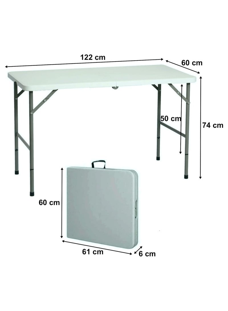 Heavy Duty Multipurpose Folding Table Portable Folding Table Picnic Dining table Ideal for Indoor and Outdoor Events Light and Durable Convenient Carry Handle (L122 x W60 x H74 CM) - Image 2