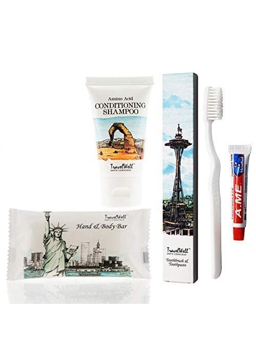 Travelwell Travel Well Landscape Series Travel Size Mini Soap Bars 10oz28g Shampoo  Conditioner 2 in 1 Tooth Cleaners20 each Individually Wrapped  Travel Size Toiletries  Hotel Toiletries Bulk Set 