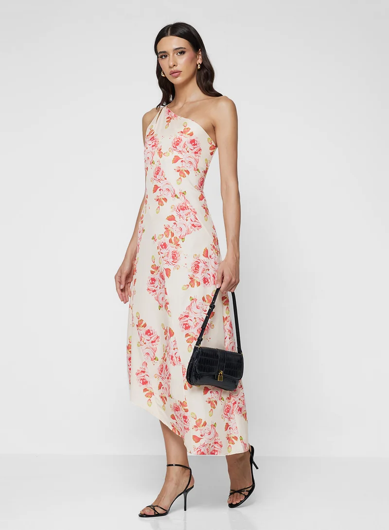 ELLA One Shoulder Floral Print Dress